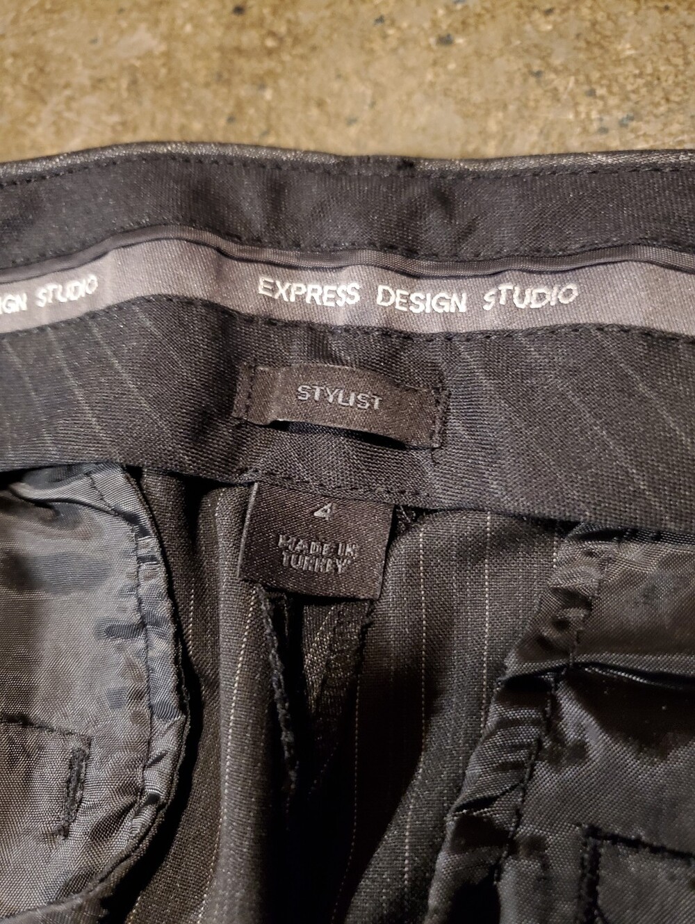 Express Stylist Gray Pinstripe Women's Dress Pants - Picture 3 of 4